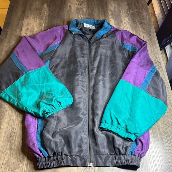 Retro 80’s All Silks 100% Silk Colorblock Windbreaker Jacket